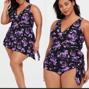 TORRID asymmetrical hem wireless swim dress